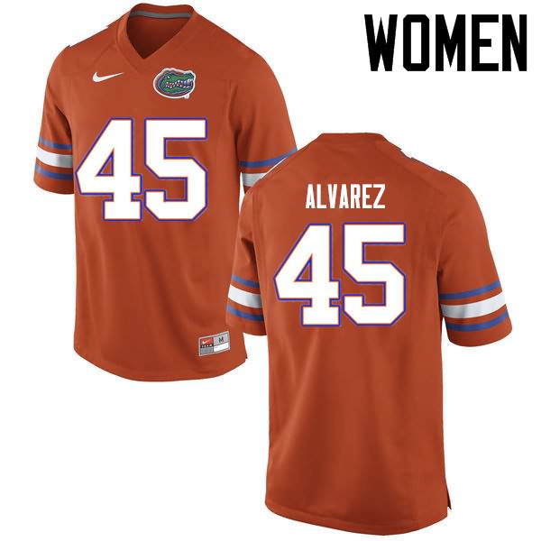 Women's NCAA Florida Gators Carlos Alvarez #45 Stitched Authentic Nike Orange College Football Jersey WLN5265QU